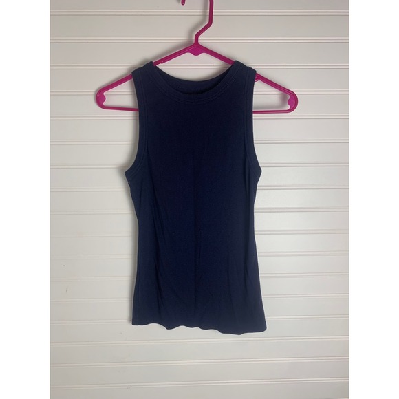 A New Day Womens Tank Top Navy Blue Sleeveless Casual Basic Ribbed Medium - Picture 1 of 3